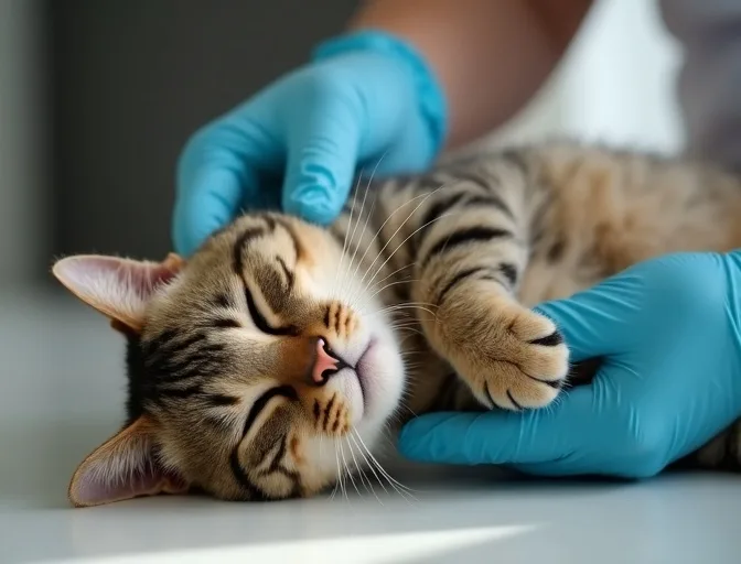 Specialist carefully handling a deceased cat with dignity in Doveton